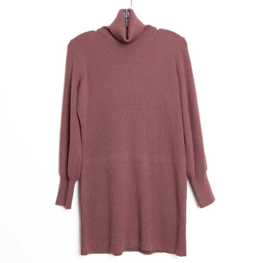 Aritzia Merino Wool Turtleneck Sweater Dress Tunic Soft Warm Rebecca Rose Pink - Picture 2 of 12